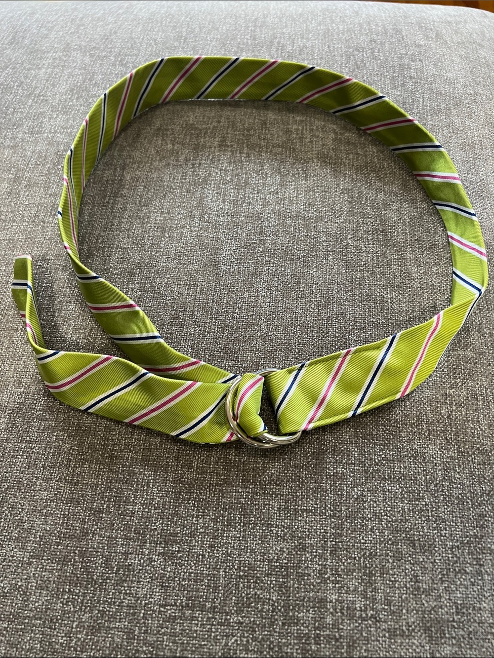 J. Crew Olive Green Striped Ring Scarf Belt